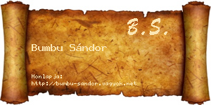 Bumbu Sándor névjegykártya